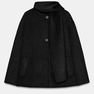 Zara Wool-Blend Coat with Scarf